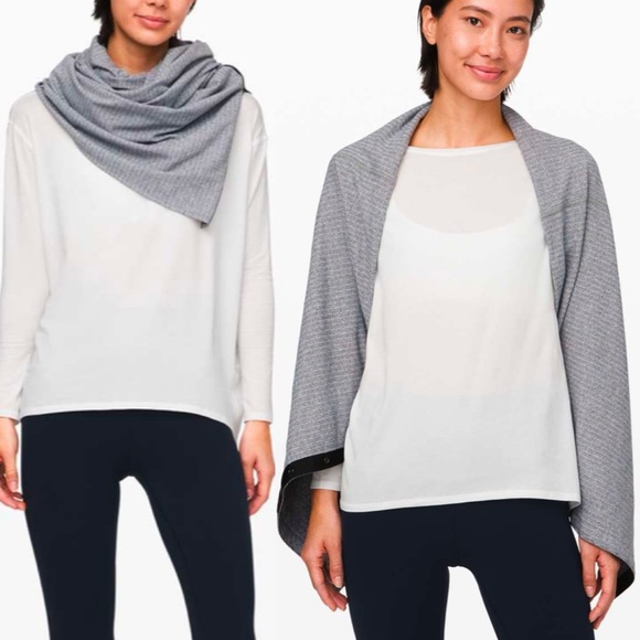 Lululemon Vinyasa Scarf Rulu convertible soft multi-way grey herringbone - Picture 2 of 13